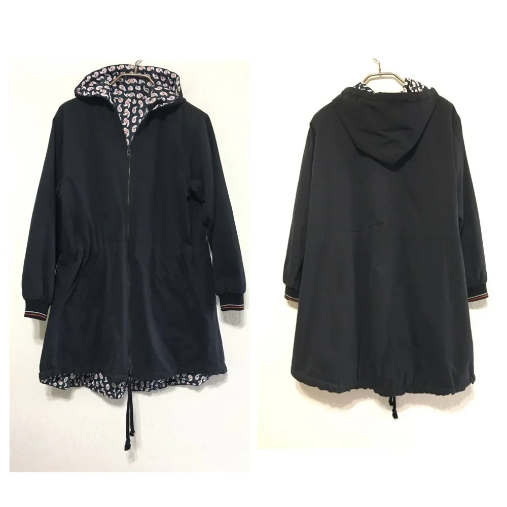 Paul & Joe Sister Reversible Hooded Jacket Zip Up Black  Womens 38